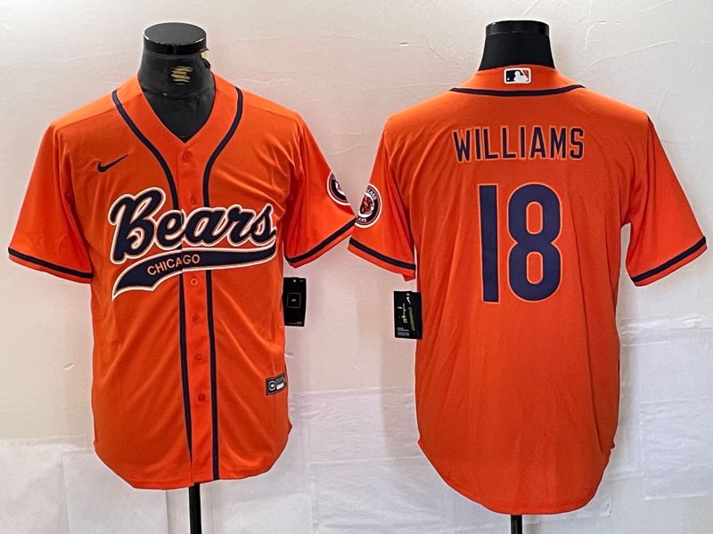 Men Chicago Bears 18 Williams Orange Joint Name 2024 Nike Limited NFL Jersey style 1